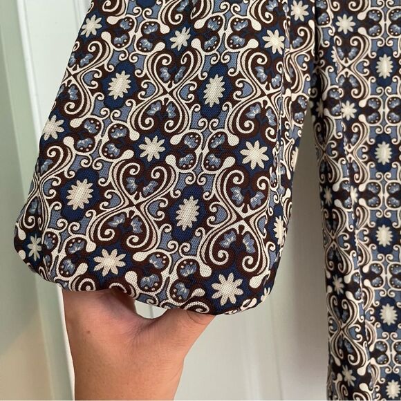 Sophie Max Blue, Brown and White Patterned Blouse - Picture 4 of 8